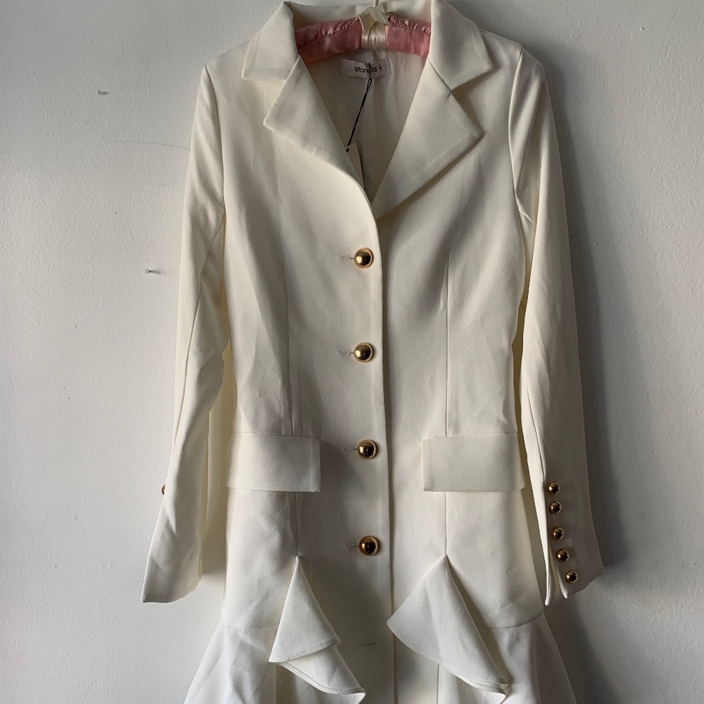Storets Cream Coat with Gold Buttons